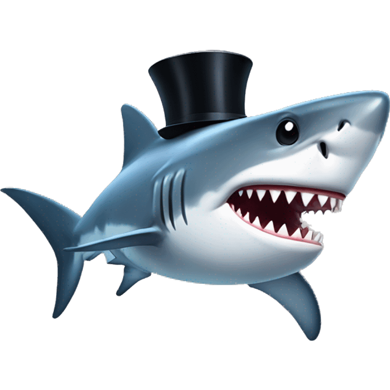 Shark with a. Top hat emoji