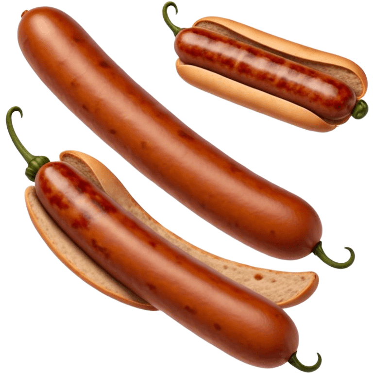 Chorizo Cinematic Realistic Chorizo Dish Emoji, depicted as a single, perfectly spiced sausage, rendered with rich textures and dynamic, appetizing lighting. emoji