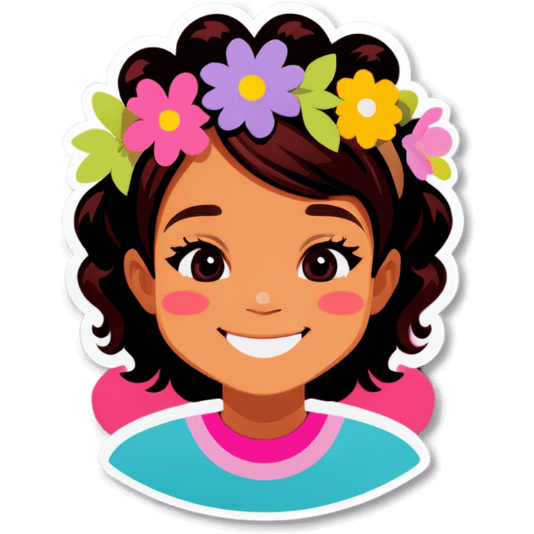 smiling girl with flower crown emoji