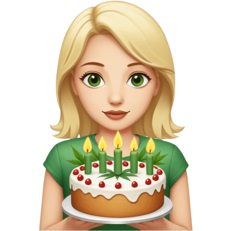 Female weed birthday with blonde hair   emoji