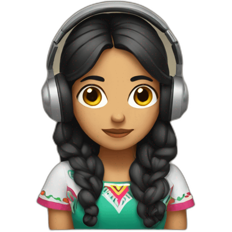 Mexican girl listening to music  emoji