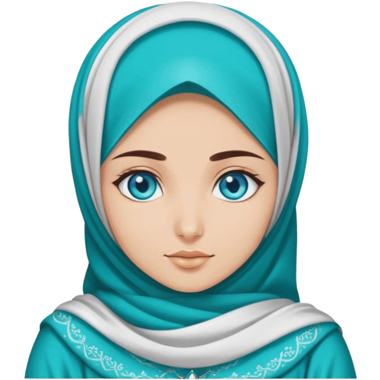 Turkish beautiful finish Konya girl blue eyes with hijab and turquoise stone dress emoji