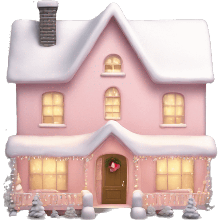 Cute light pink Christmas home emoji