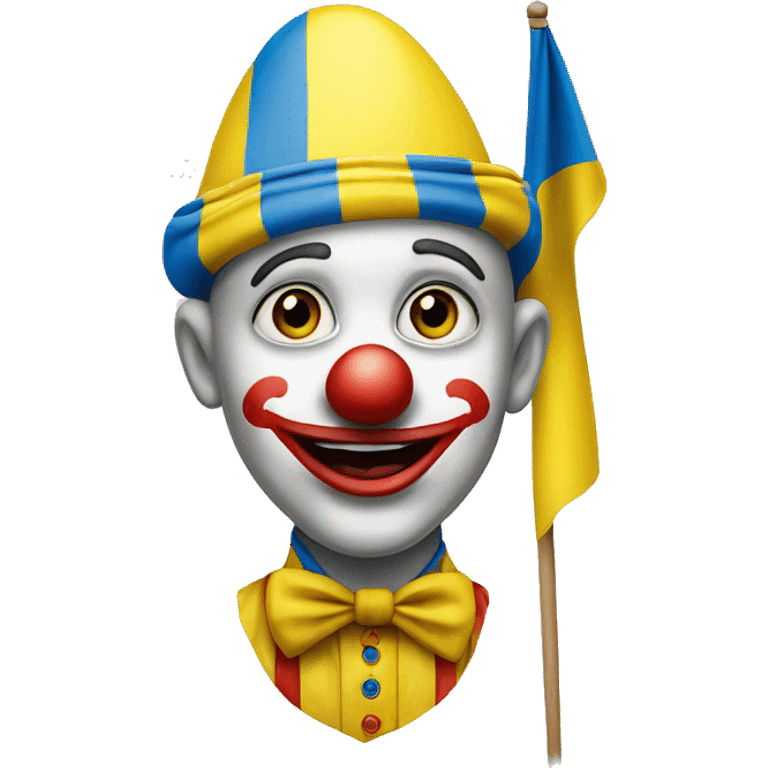 Clown with a Ukrainian flag  emoji