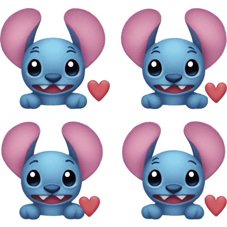 Stitch with hearts emoji