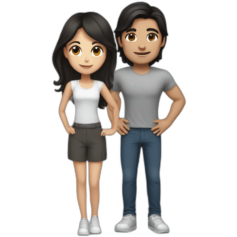 Brunette fit boyfriend with clases and black hair and brunette girl emoji