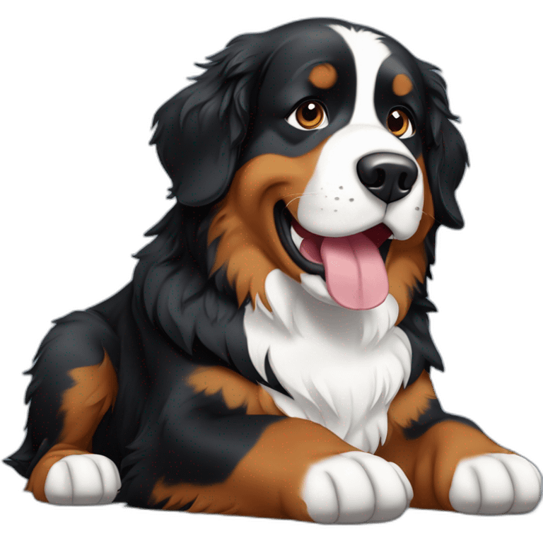 Bernese mountain dog with a computer emoji