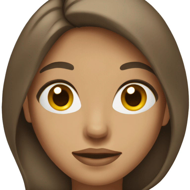 Woman with brown hair and middle part emoji