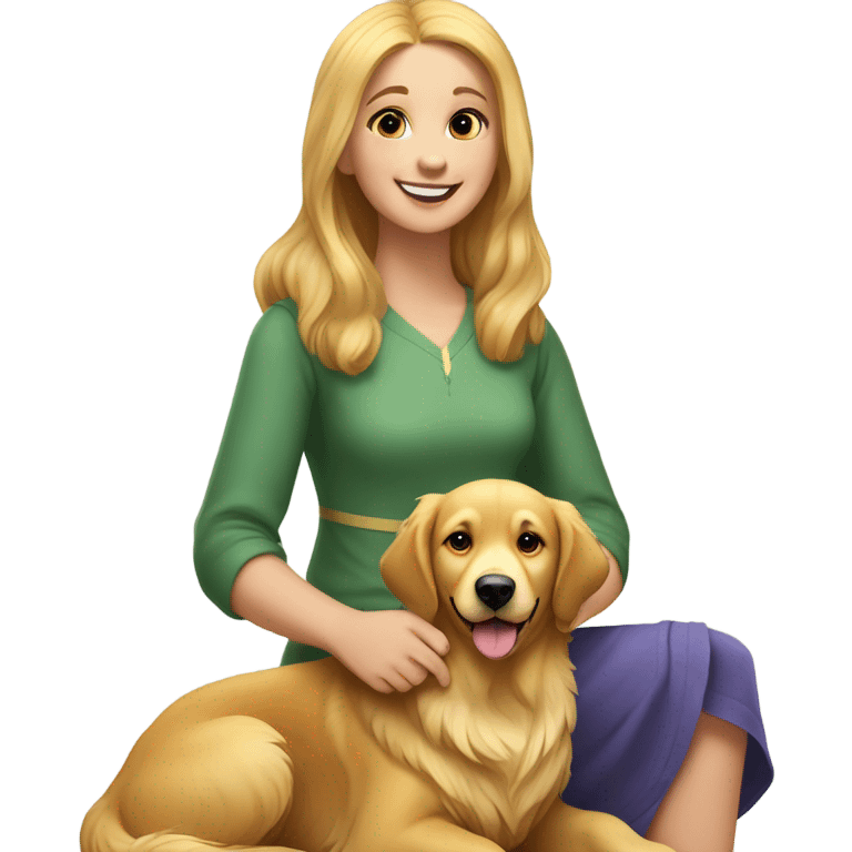 golden retriever with girl emoji