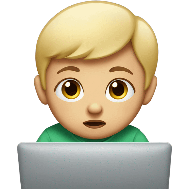 Confused baby with laptop emoji