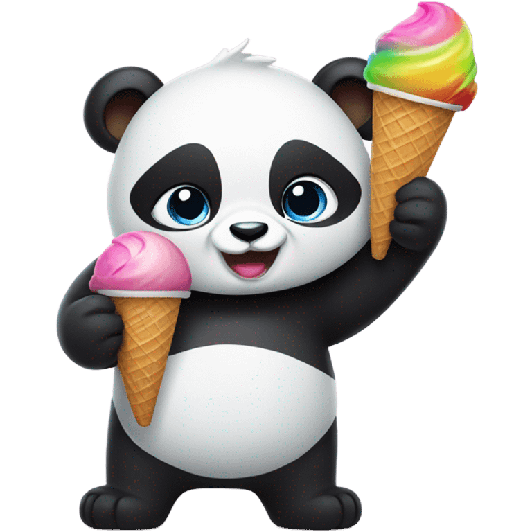 Panda eating ice cream emoji