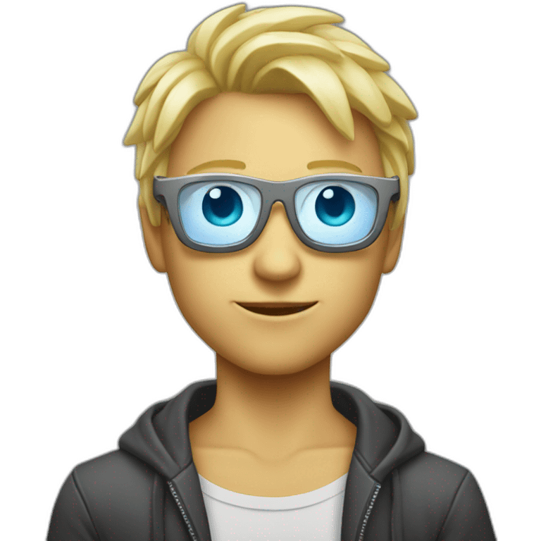 A blond whit hirl  with silberglases like a demon emoji