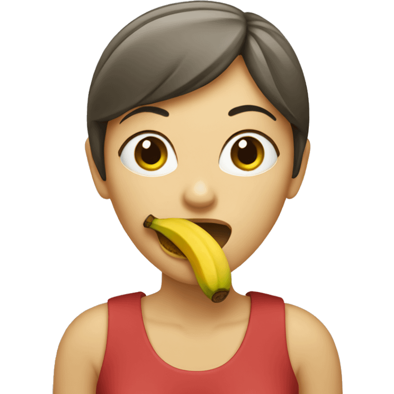 A woman eating banana emoji