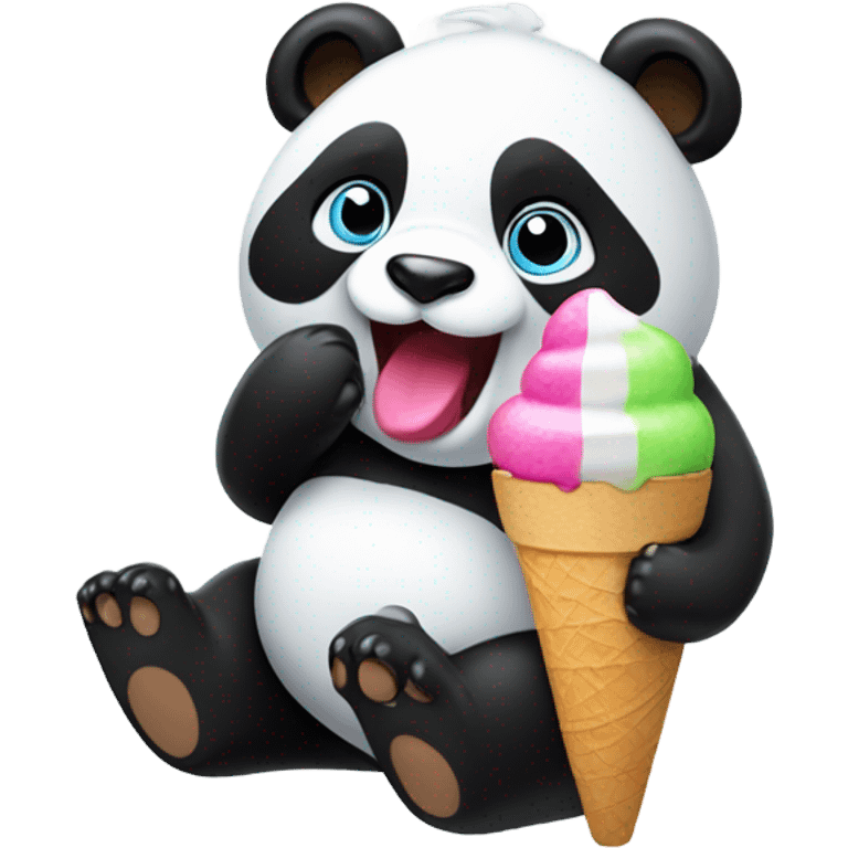 Panda eating ice cream emoji