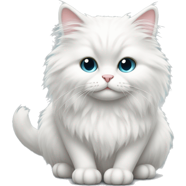 White fluffy cat sitting down  emoji