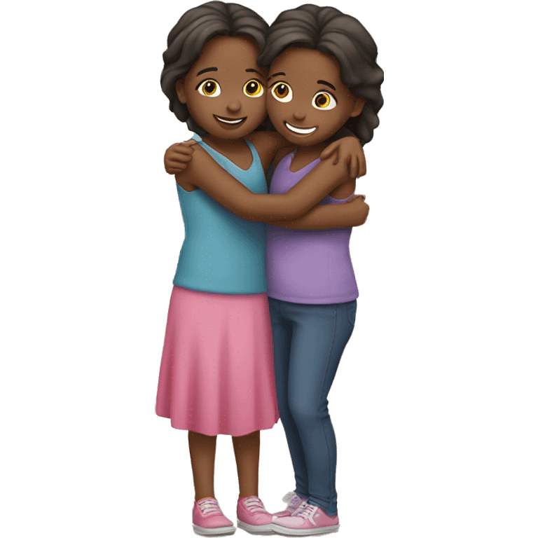 Create two little girls hugging themselves emoji