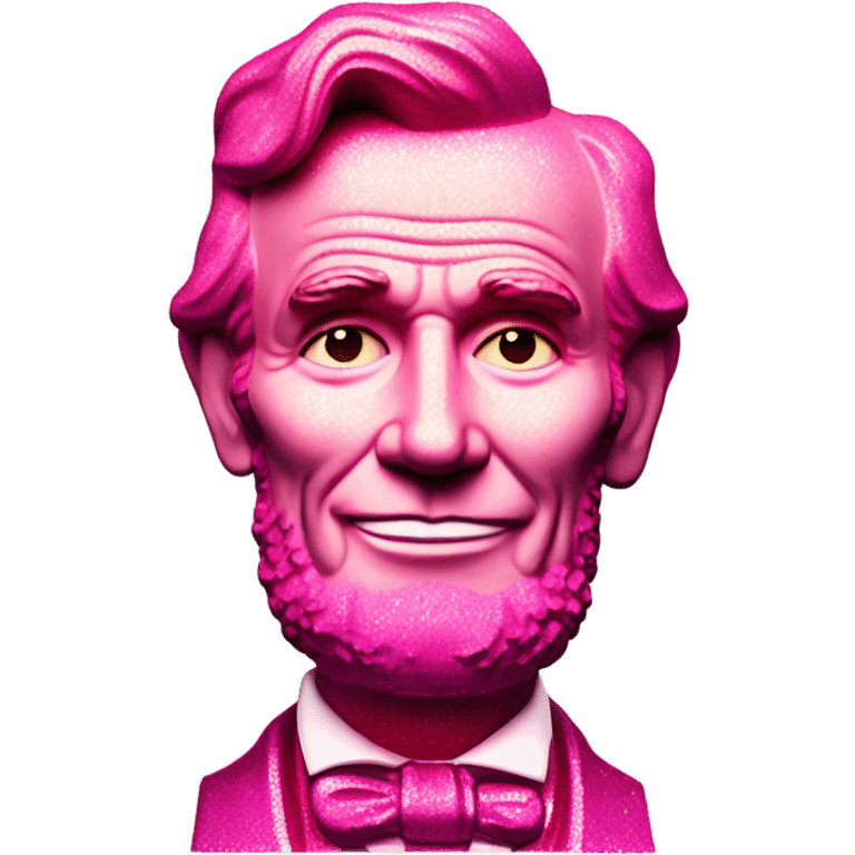 Pink ombre Abraham Lincoln statue smiling with glitter  emoji