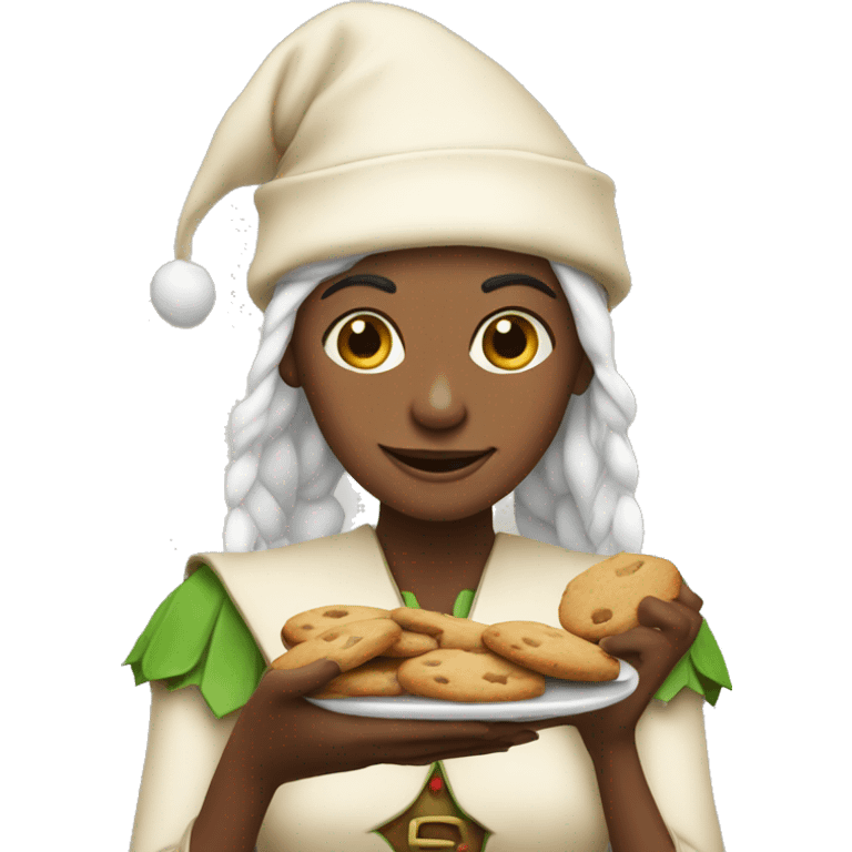 woman elf with cookies emoji