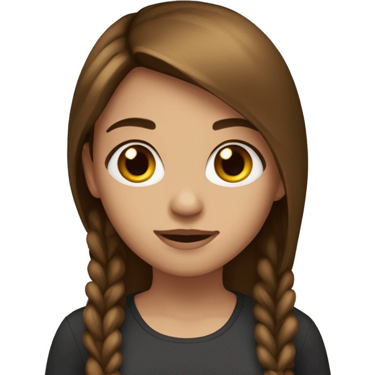 Girl, with honey brown straight hair, with dark brown eyes, emoji