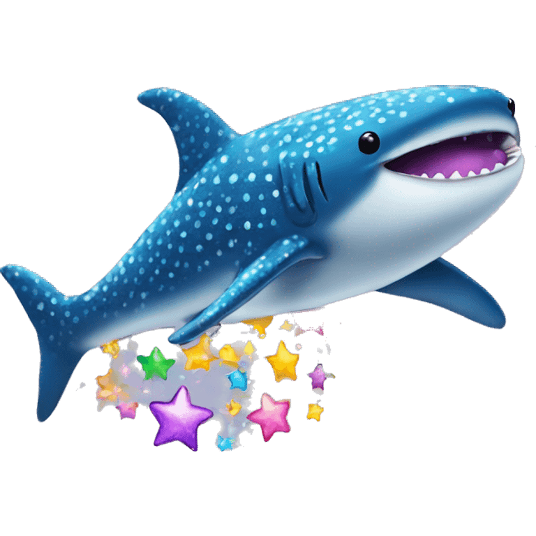 Rainbow baby whale shark emoji glitter with star emoji