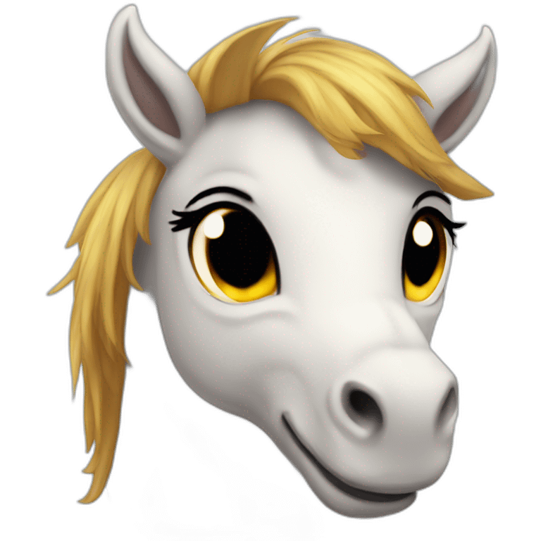 A cute female pony with GNU horns and piercings emoji