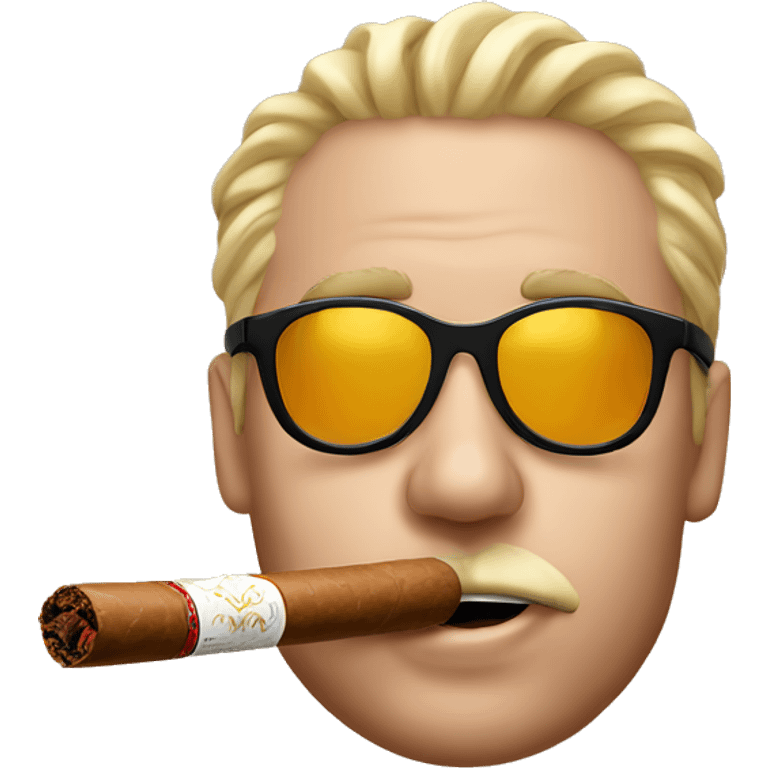 Me wearing star shaped shades with a cigar in my mouth emoji