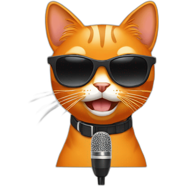 orange cat rap with sunglasses and microphone emoji