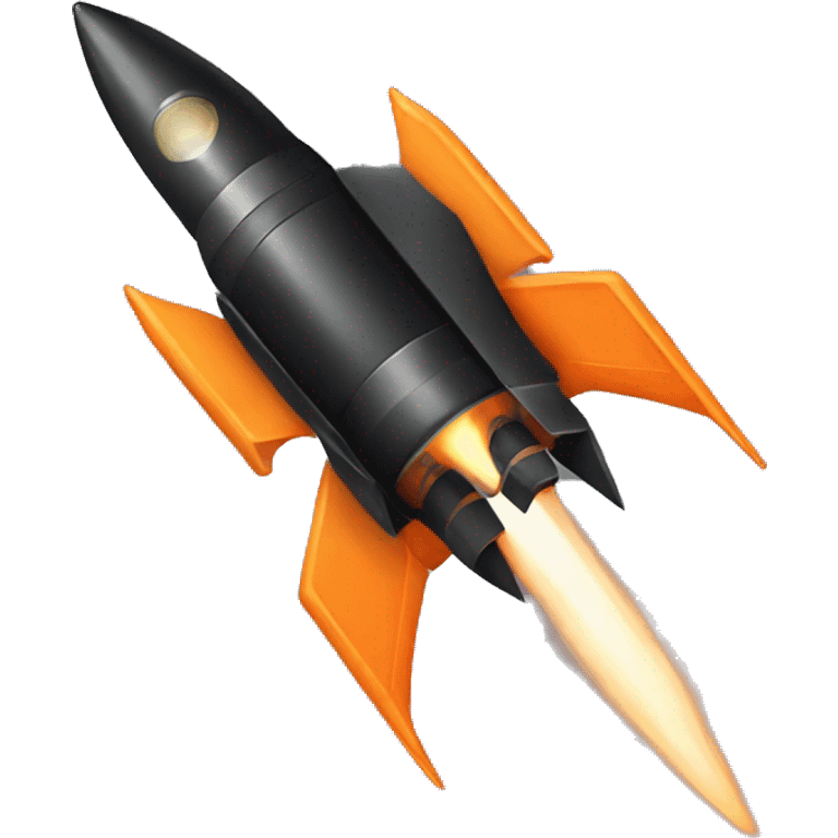 Black rocket with orange wings emoji