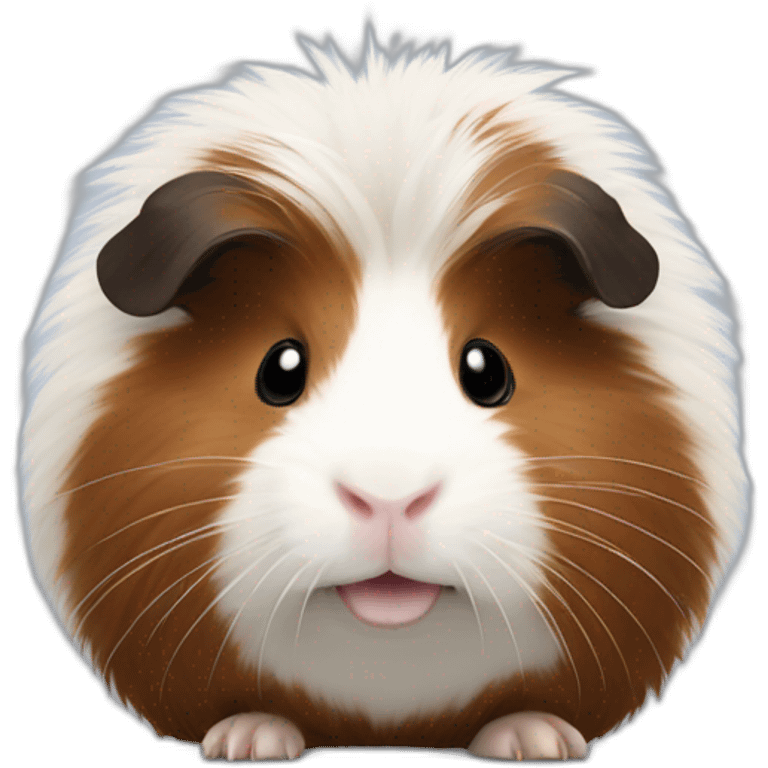 Fuzzy guinea pig, white and dark brown emoji