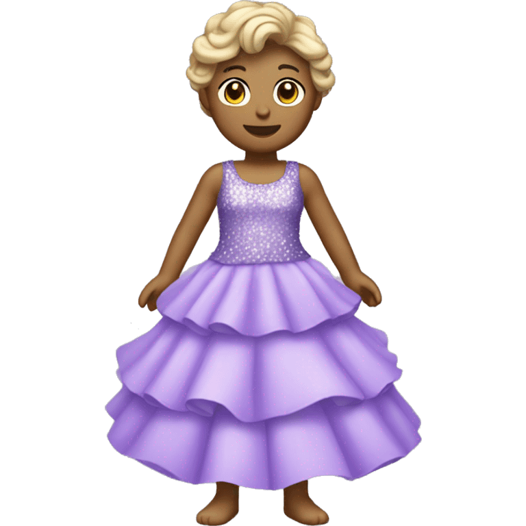 A lavender purple tiered sparkly dress. The layers should be slightly different shades of lavender and should be long  emoji