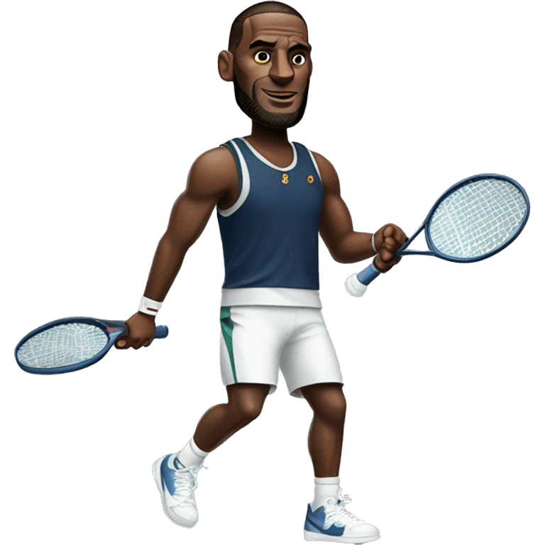 lebron playing tennis, full body with racket emoji