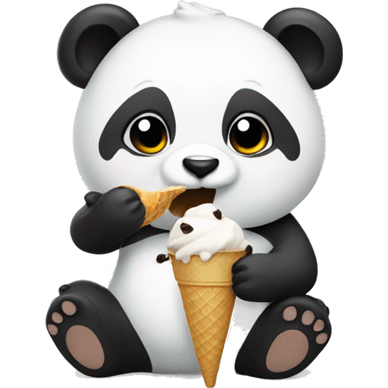 panda eating ice cream emoji