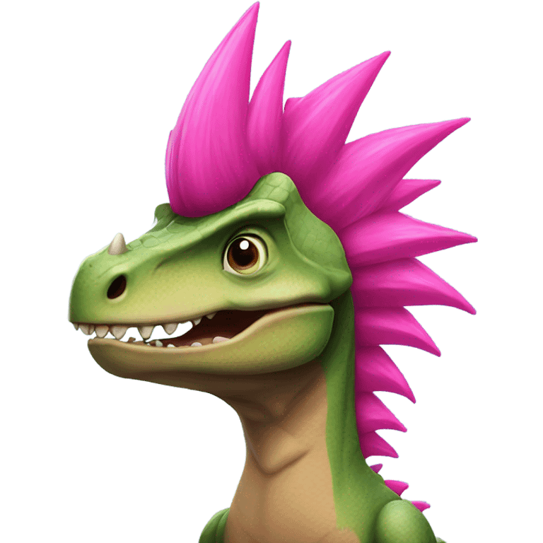 dinosaur with pink mohawk emoji