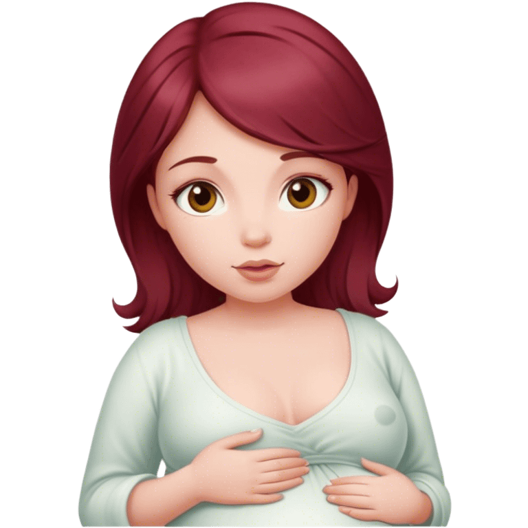 Beautiful burgundy haired pregnant girl emoji