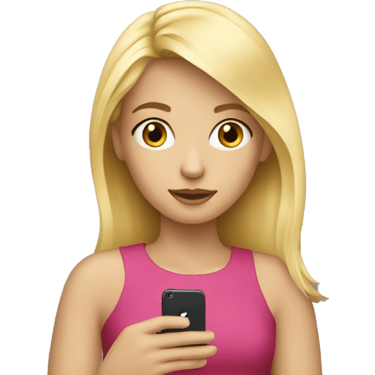 Blond girl with her iPhone  emoji