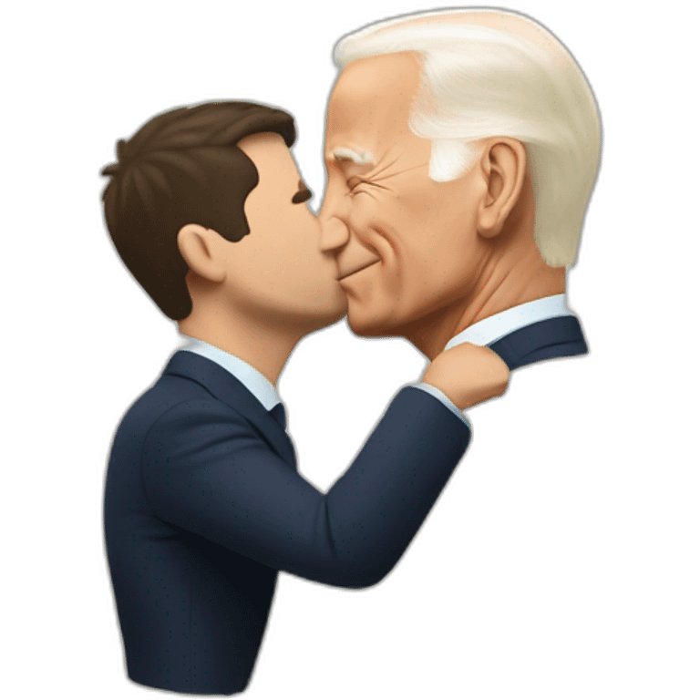 Vladimir Zelenskiy kissing by Joe Biden emoji