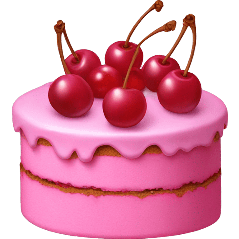 Pink cake with cherries on top emoji