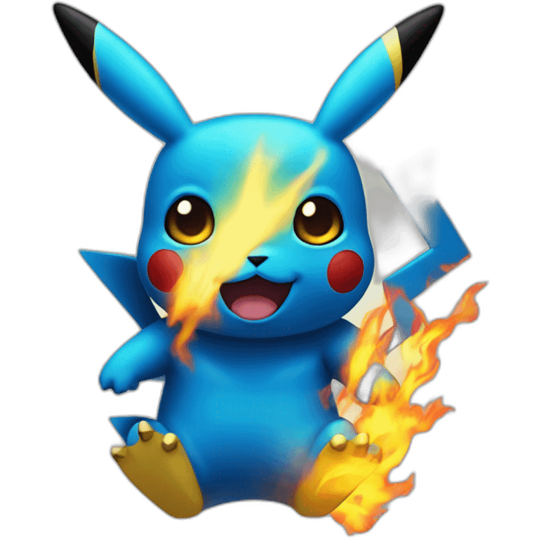 Blue Pikachu on fire emoji