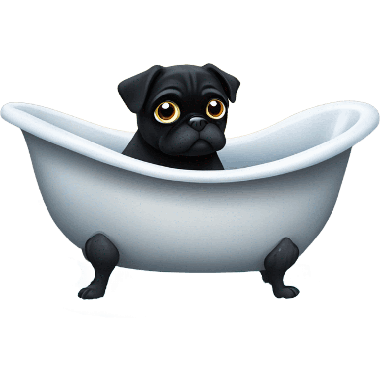 Black pug taking a bath emoji