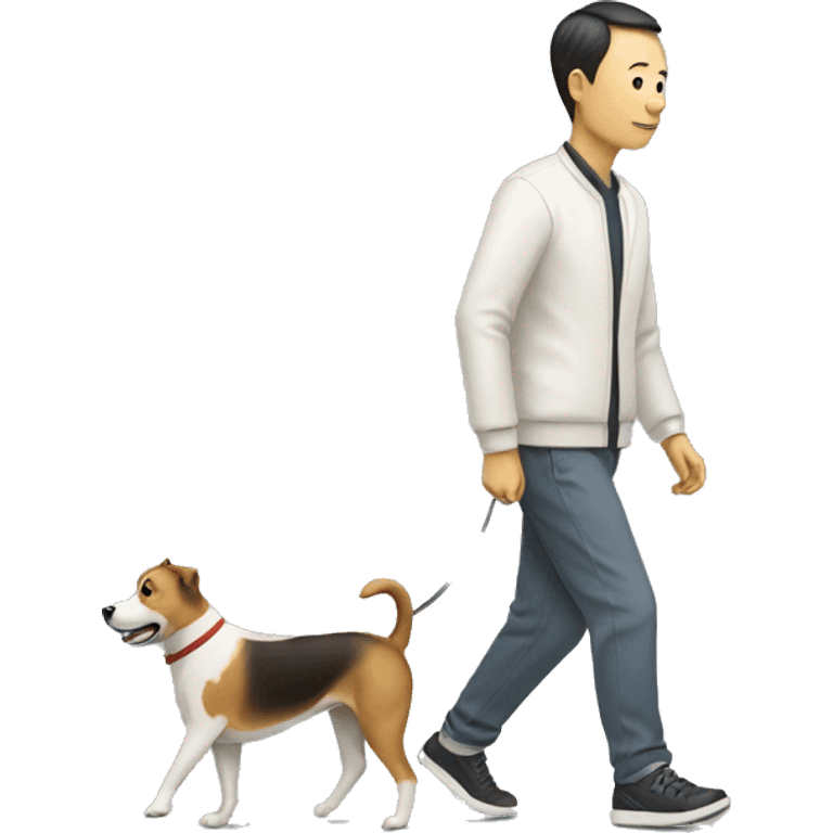 Chinese person walking a dog emoji