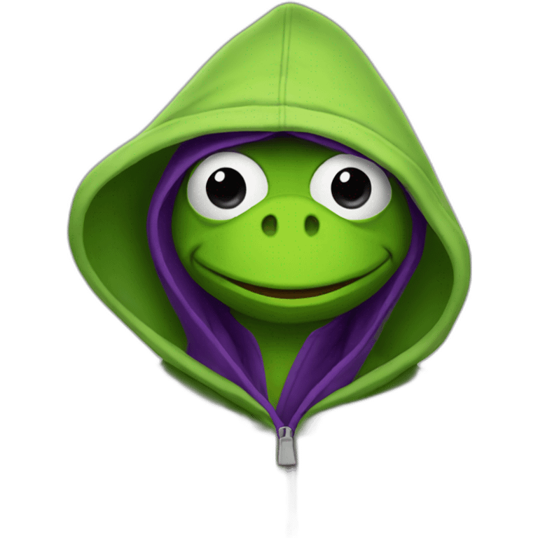 Kermit with purple hoodie emoji