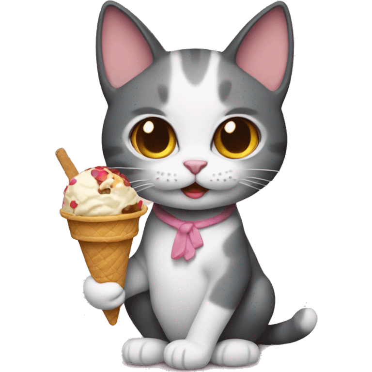 Cat holding a ice cream  emoji