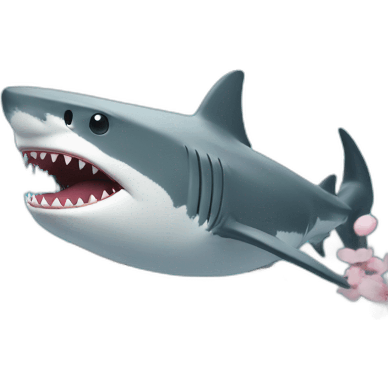 Shark with Sakura flowers emoji