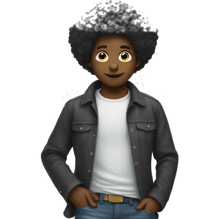 afro boy taking money out of his pocket emoji