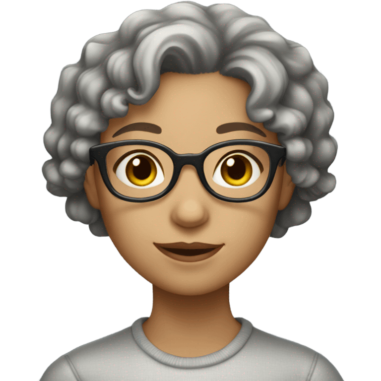 lightskin girl glasses brown eyes with short grey curly hair emoji