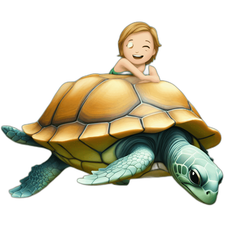 Dauphin sur le dos d'une tortue emoji