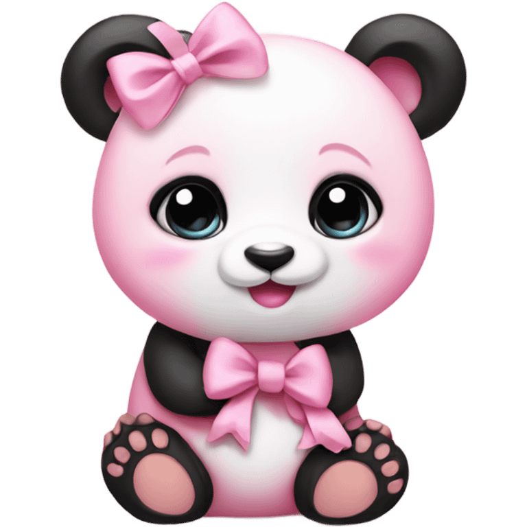 A baby pink panda with a bow emoji