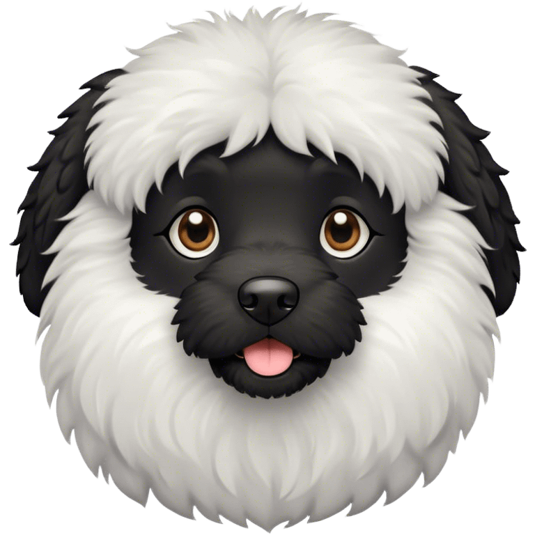 Black doodle dog with white chest emoji