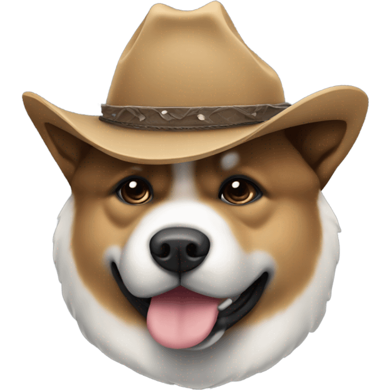 akita with dark face wearing cowboy hat emoji