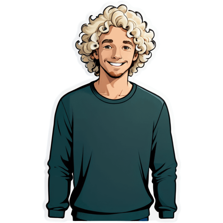 White blonde, curly haired guy T posing emoji